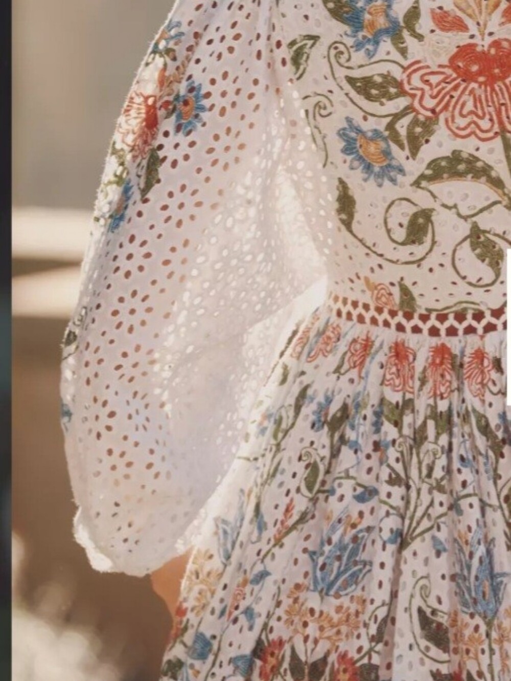 FARM Rio White Eyelet Tunic Dress with Multicolor Floral Embroidery - Picture 5 of 5